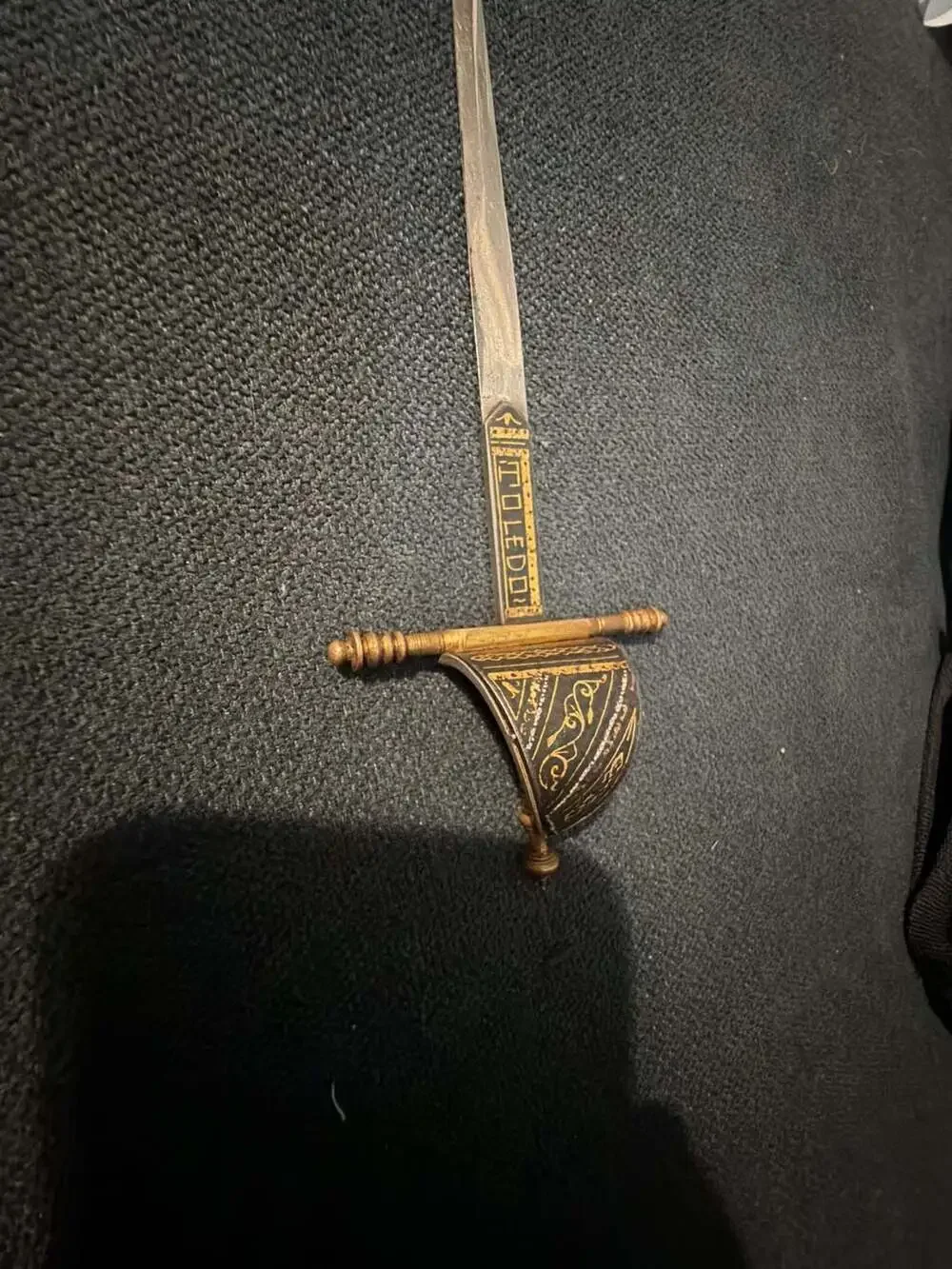 Vintage Spanish Toledo Damascene Letter Opener Sword uncommon
